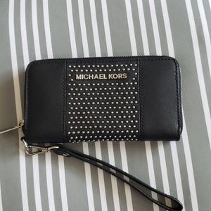 Michael Kors black studded wristlet